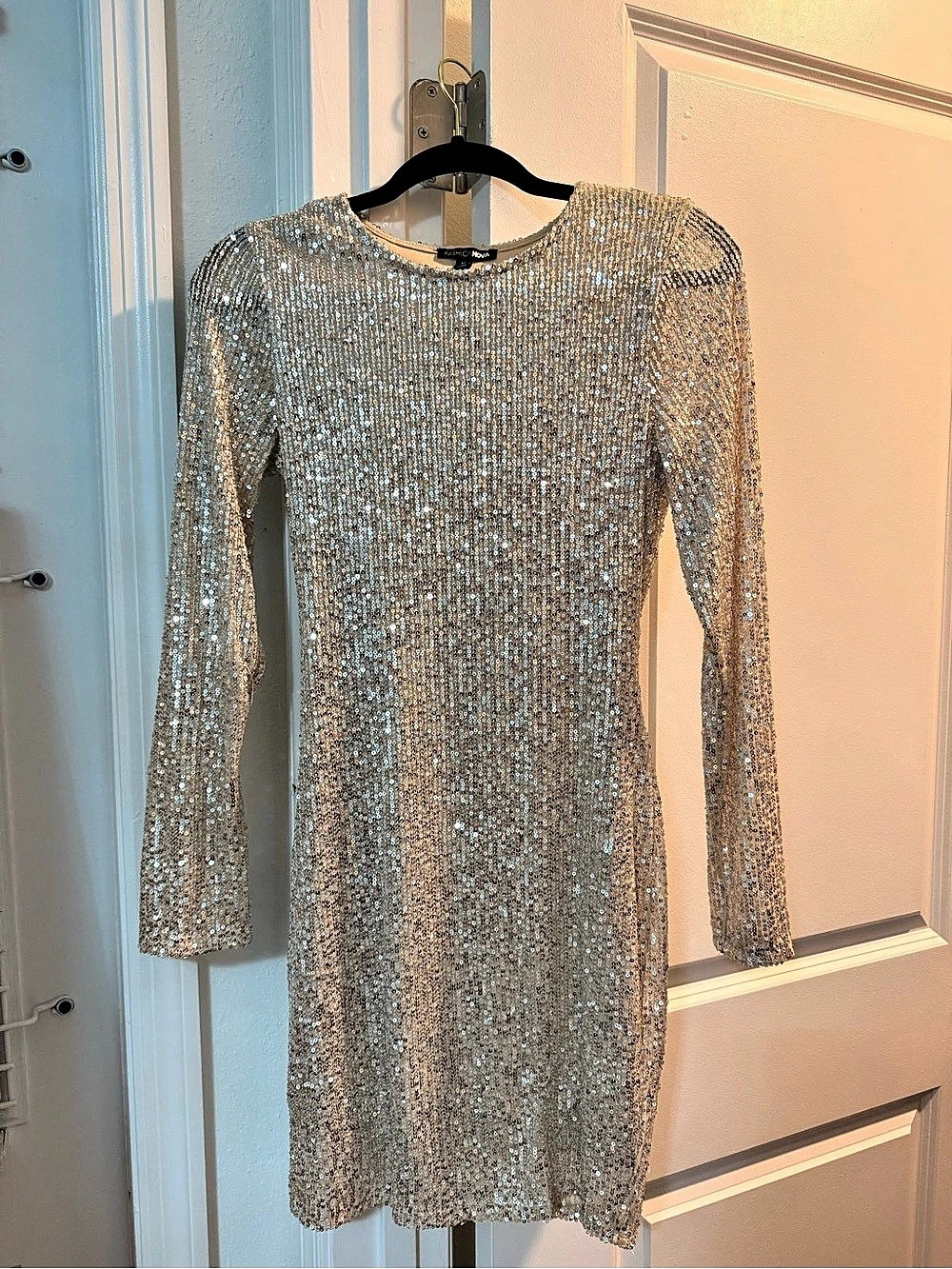 Fashion Nova Silver Sequin Mini Dress